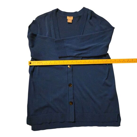 Chico's Size 2, L Cotton/Nylon Lightweight Sweater Cardigan Spring Stretchy - Picture 5 of 8